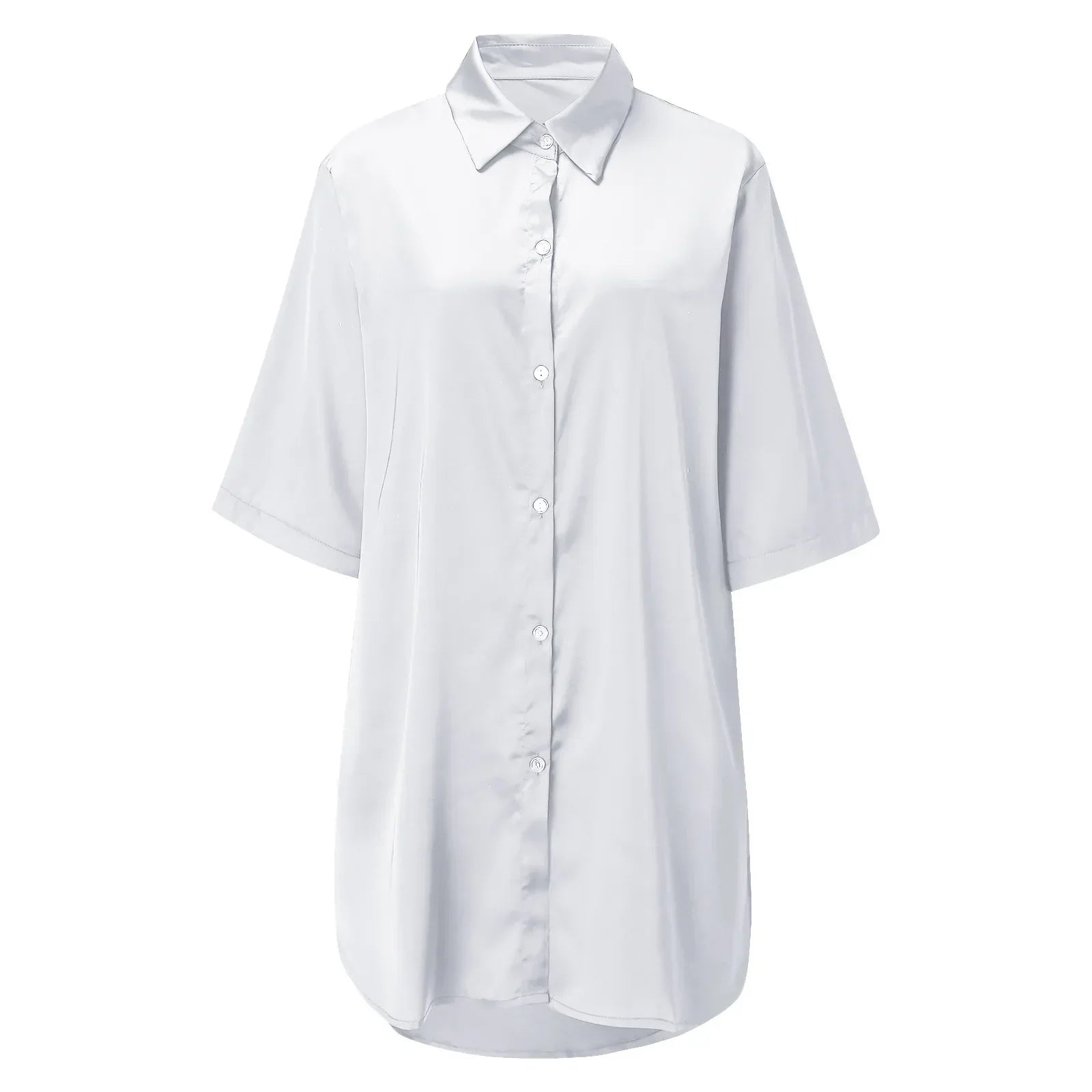 New Women's Solid Color Silky Comfortable Soft Pajamas Sexy Short Sleeve Nightshirt Smooth & Skin-Friendly Home Sleepwear Lounge