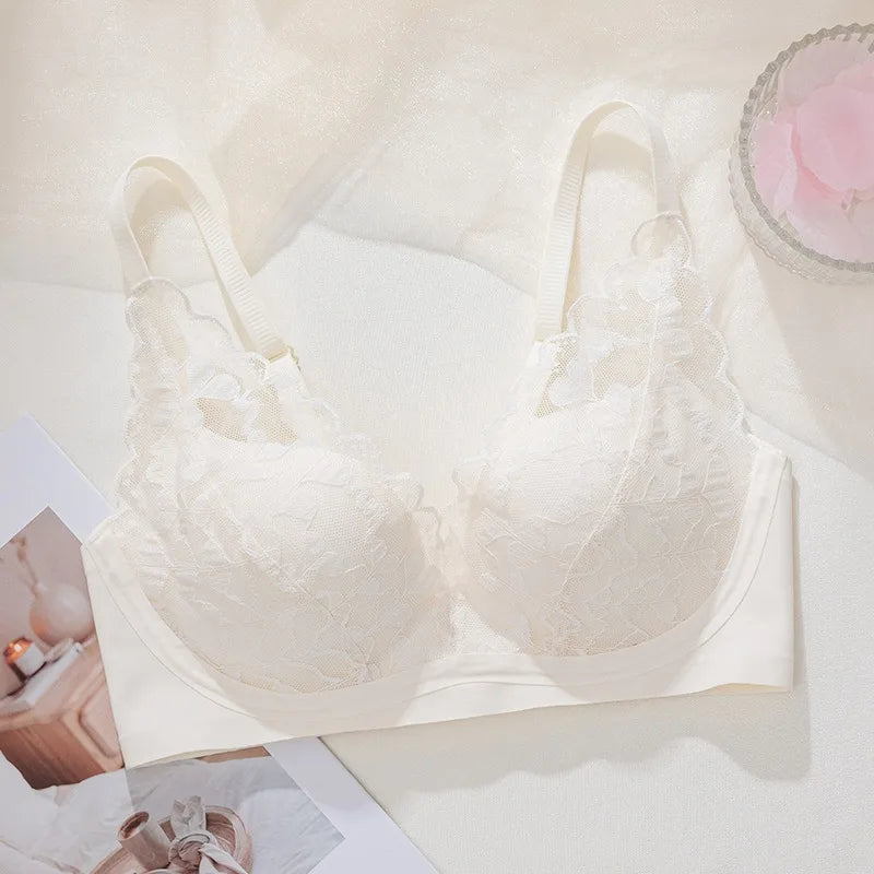 French Style Sexy Lace Underwear Set, Non-Padded Push Up Bra for Small Bust, Wirefree & Breathable, New Hot Bestseller MOYISU AB