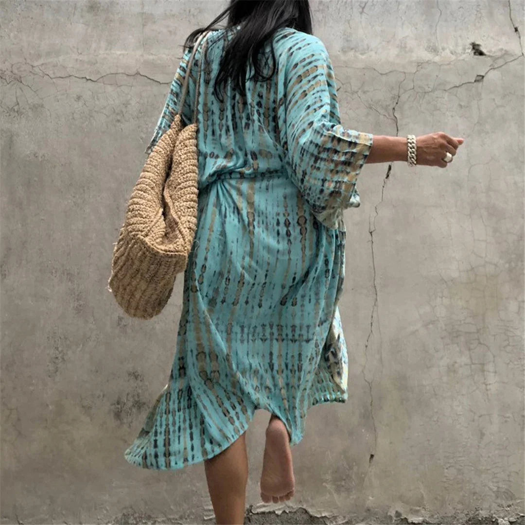 17 Colors Leopard Printed Colorful With Belt Tunic Cover-ups Beach Dress Beach Wear Beachwear Female Women Beach Cover Up V4510L