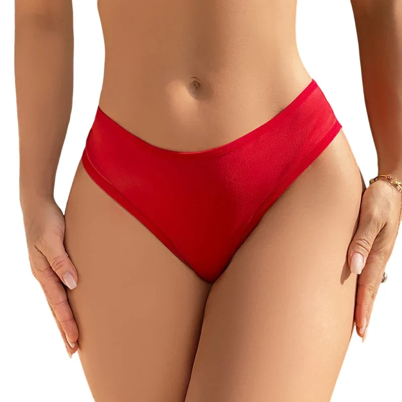 1pcs Fashion Red New Year Sexy Women Panties Low Waist Hollow Out Female Underwear Breathable Seamless Lady Briefs Sexy Lingerie