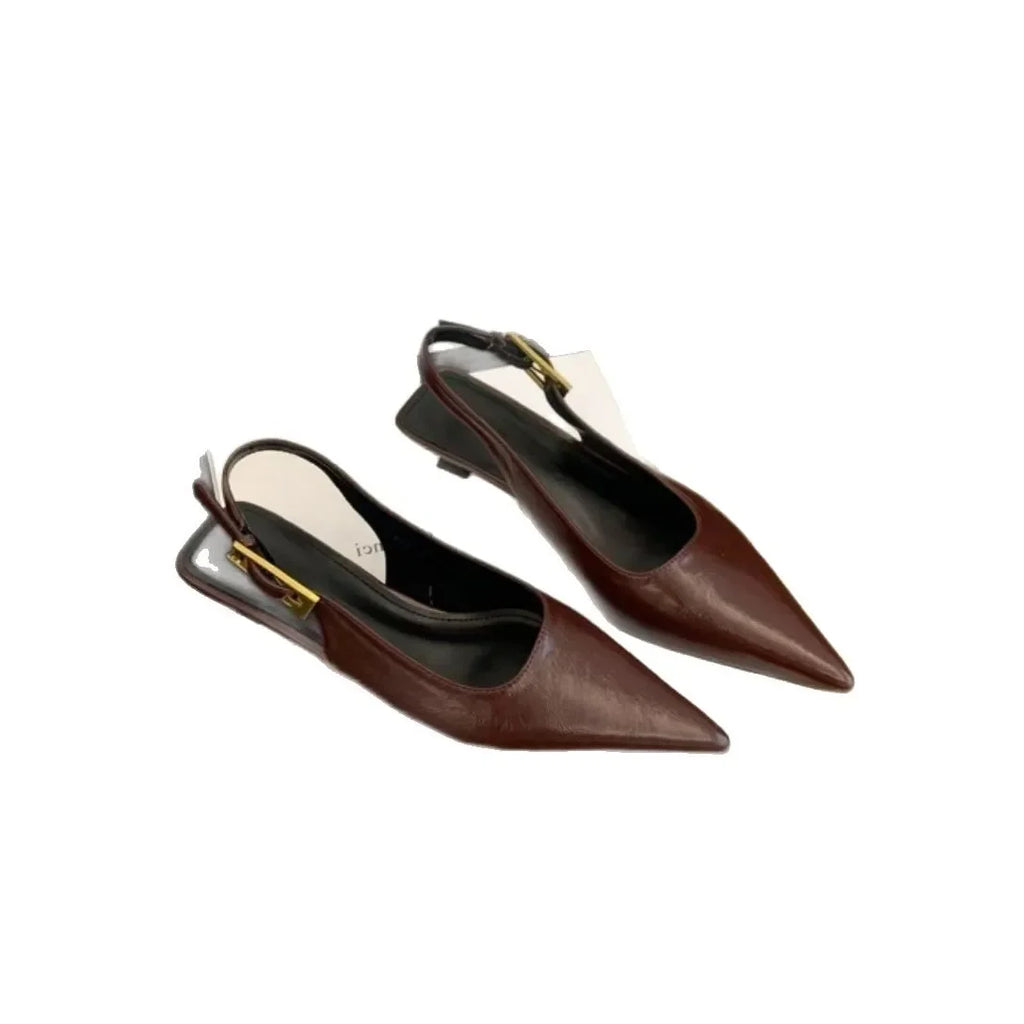 Summer Pointed Toe Women Sandals Fashion Singbacks Mules Shoes Ladies Elegant Low Heel Stripper Party Sandalias 2025