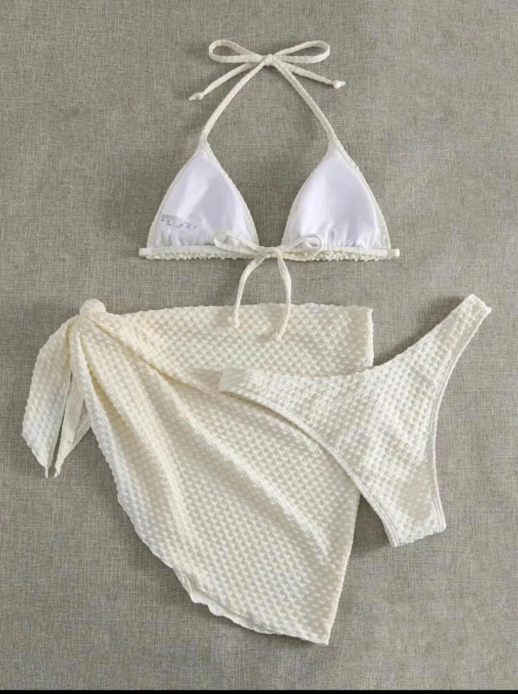 Sexy Halter Women Solid White Bikini Sets Three Pieces With Cover Skirt Swimsuit Swimwear Bathing Suit Beach Outfits Biquini
