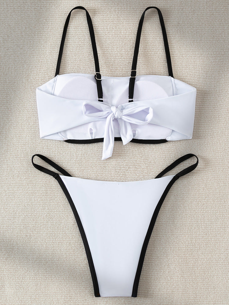 Splicing Mini Micro Thong Bikini Female Swimsuit Women Bandeau Swimwear Two-pieces Bikini Set Brazilian Bather Bathing Suit Swim