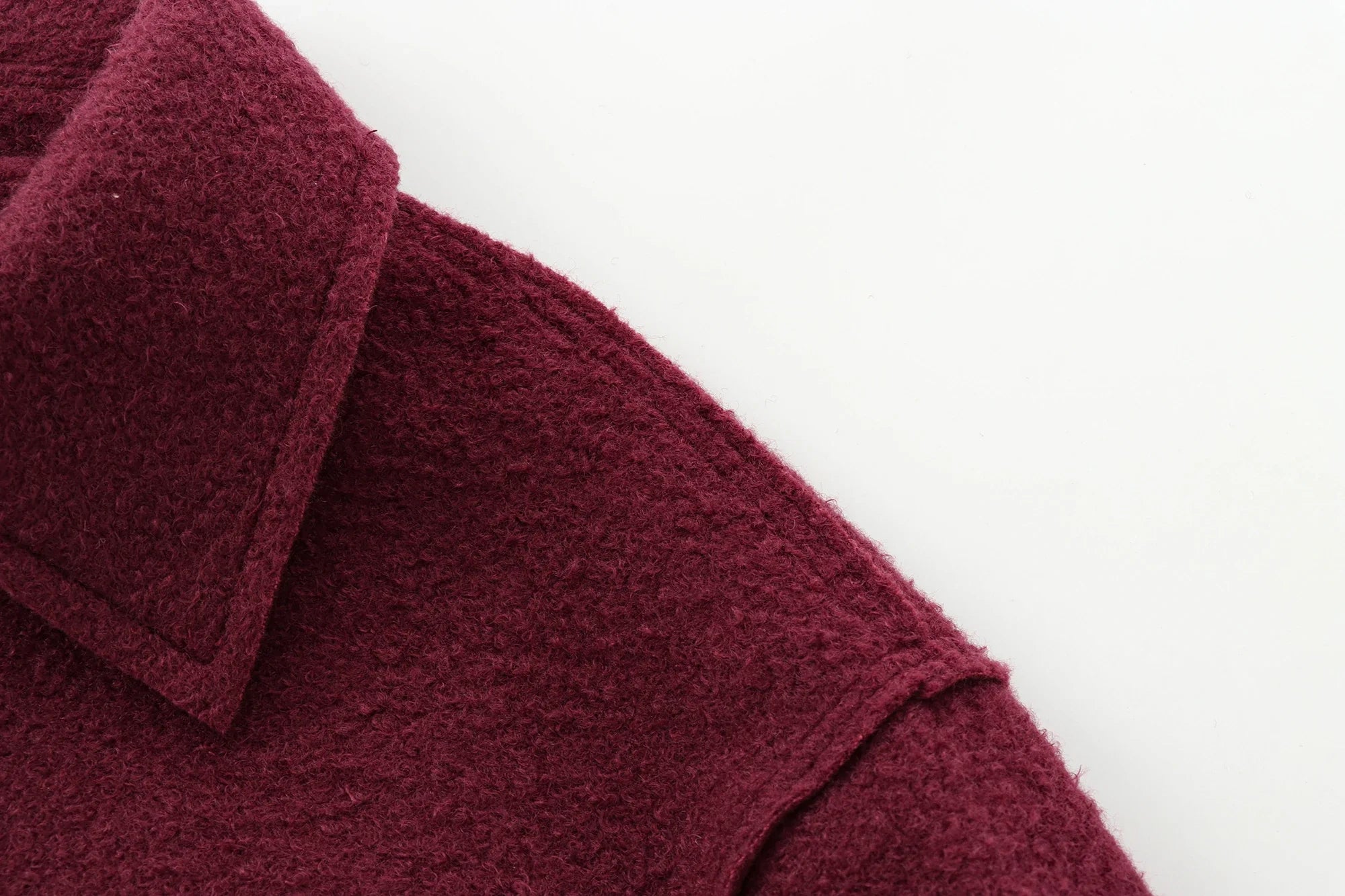 Foridol Autumn Winter Thick Burgundy Coat Jacket Women Zip Closure Turn Down Collar Short Jacket Veste Casual Angola Red Coat