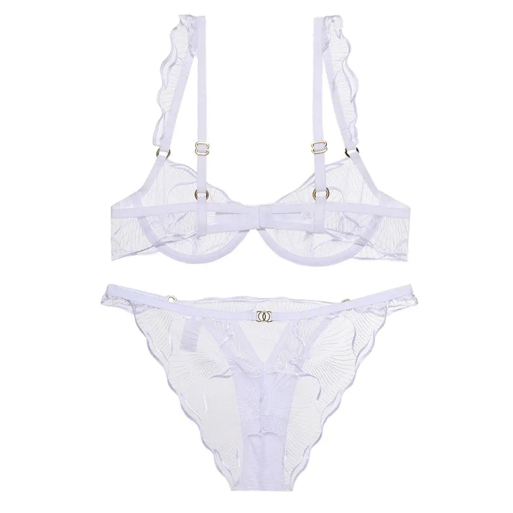 Summer French Minimizer Bra Beachwear Large Bust Pure Embroidery Lace Ultra Thin Plate Size Light Support Wirefree AU MOYISU