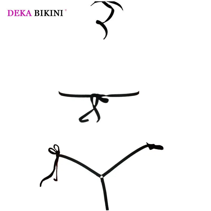 DEKA Women's Mini Micro Exotic Bikini Hot Sexy Bandage Bra + G-Strings Thong Open Crotch Erotic Lingerie Underwear Swimsuit Sets