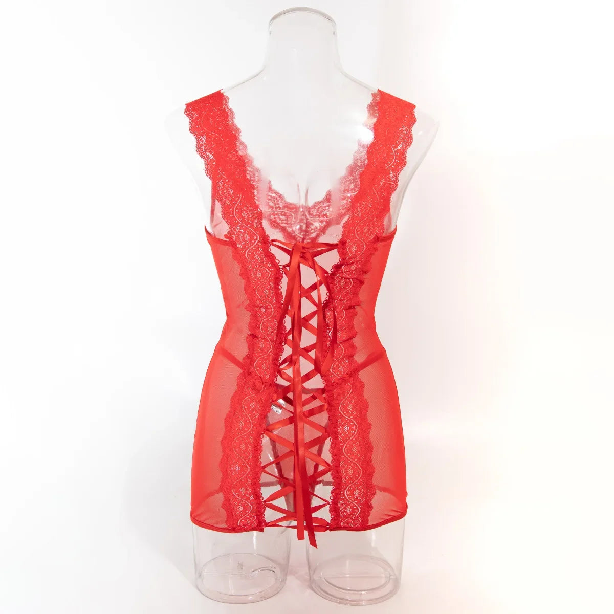 Toucheart 2PCS Lace See-through Hollow Out Sexy Interesting Thin Model Pajamas Panty Slim High Waisted Women Sexy Pajamas Set