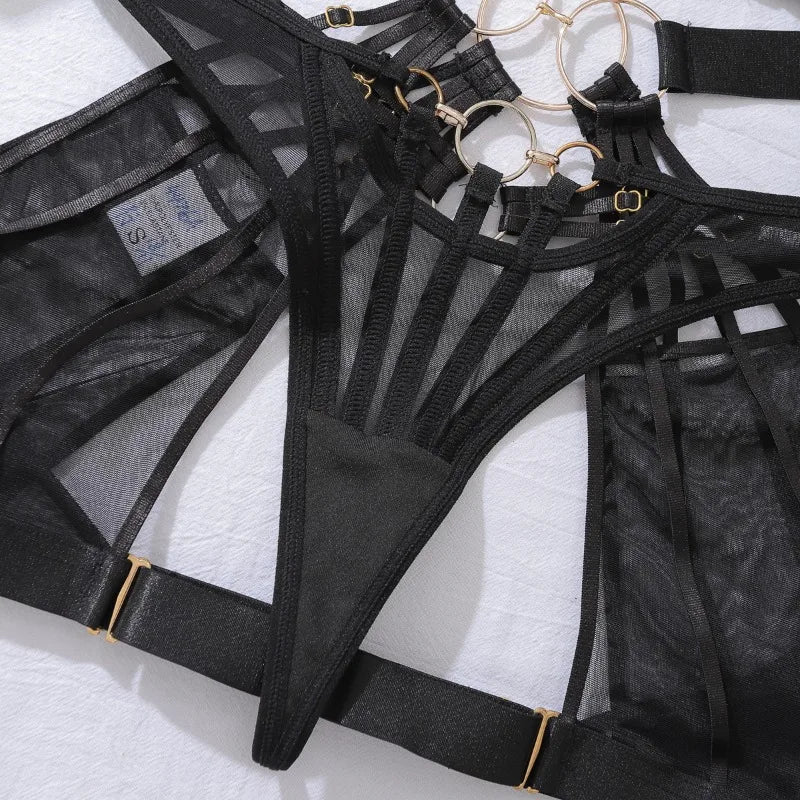 Toucheart Erotic Lingerie Complex Craftsmanship See-through Personalized Body-shaping Sexy Women Underwear Split Four-piece Set