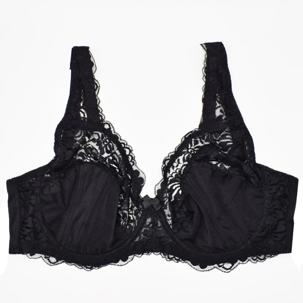 Womens Minimizer Bra Lace Plus Size Brassiere Support Underwire Big Thin Adjusted-straps 36-52 E F G H I Cup