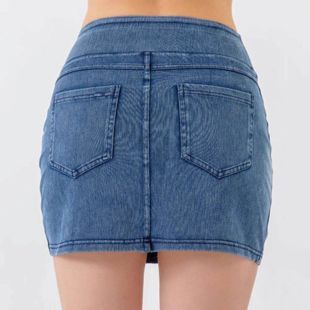Sexy Hip Mini Denim Skirt High Elastic Slimming Jean Skirt Summer Jeans Harajuku Streetwear Sexy Hot Girl Casual A-Line Skirts