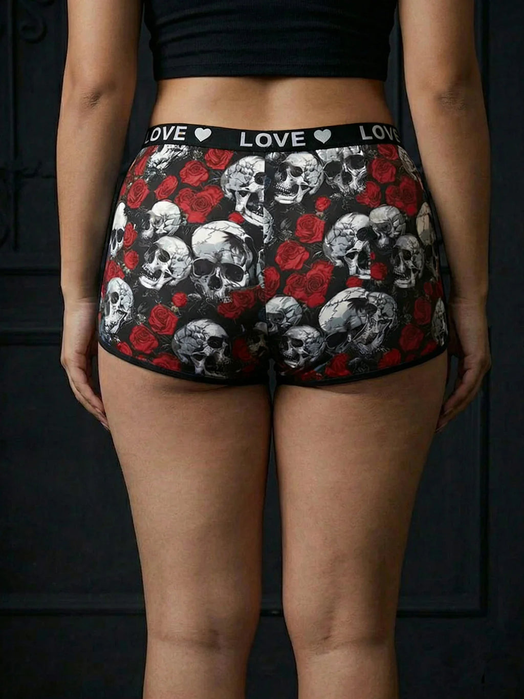 1XL-4XL Women Seamless Panties High-waisted Boyshorts Gothic Skull Soft Breathable Stretch Underwear for Women