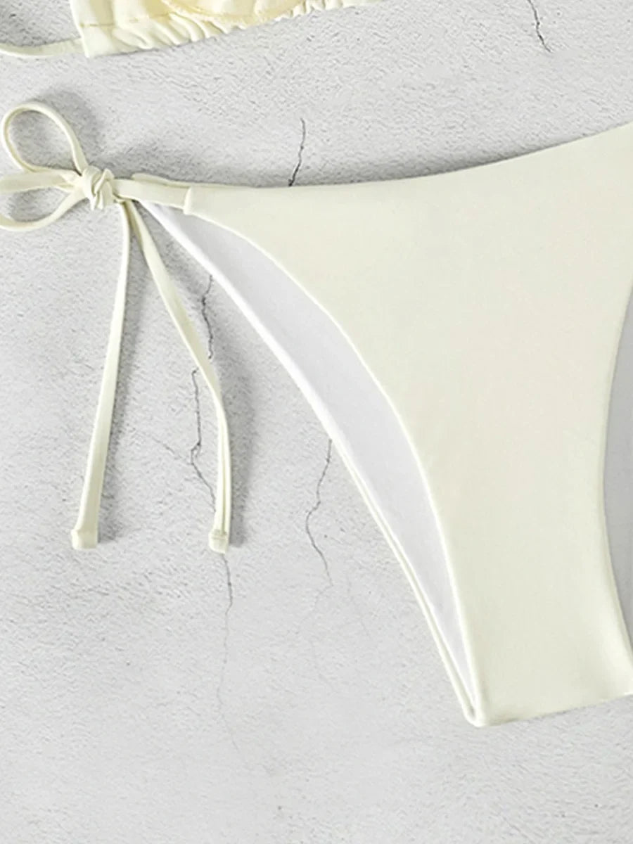 XS - L Halter 3D Flower Bikini Women Swimwear Female Swimsuit Two-pieces Bikini Set High Cut Bather Bathing Suit Swim Beachwear