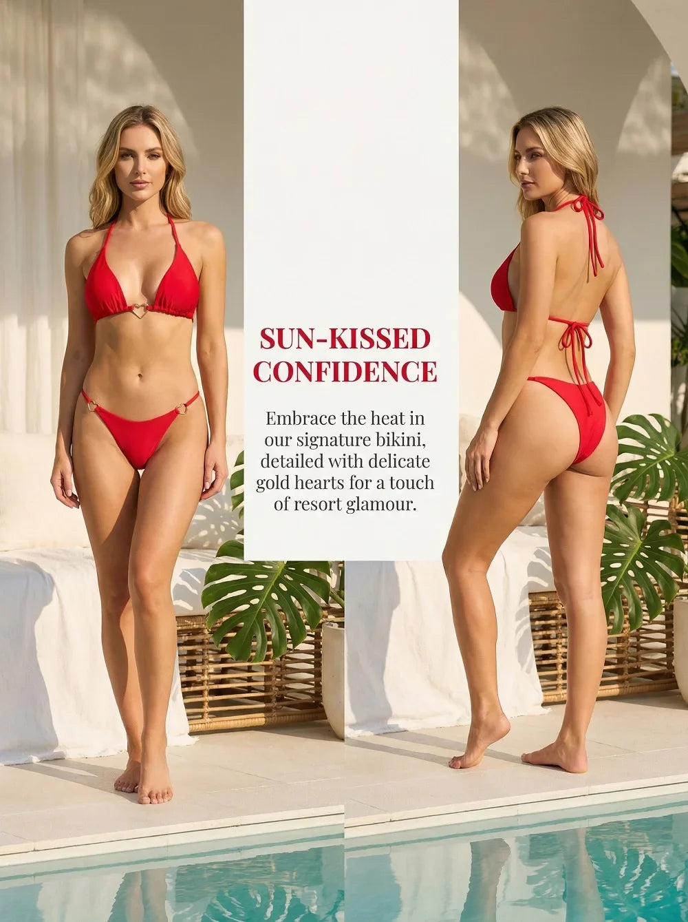 New Solid Color White Bikini Women suit Low Waist Lace-up Fashionable Swimsuit Two-piece Set