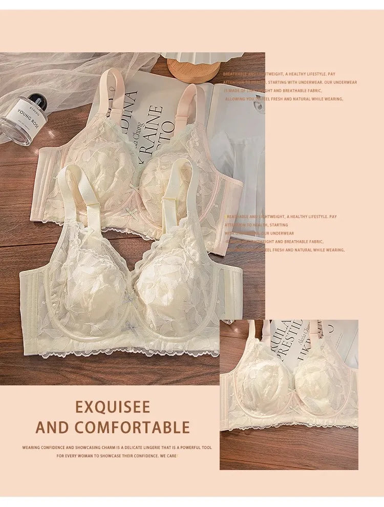 Plus Size Wireless Bra Women Summer Thin Minimizer Large Bust Support Side Coverage Anti Sagging Adjustable Straps Comfort White