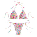 sexy floral print halter bikinis sets biquini high waist thong swimsuit Swimwear Biquini conjunto de bikini tankini beachwear