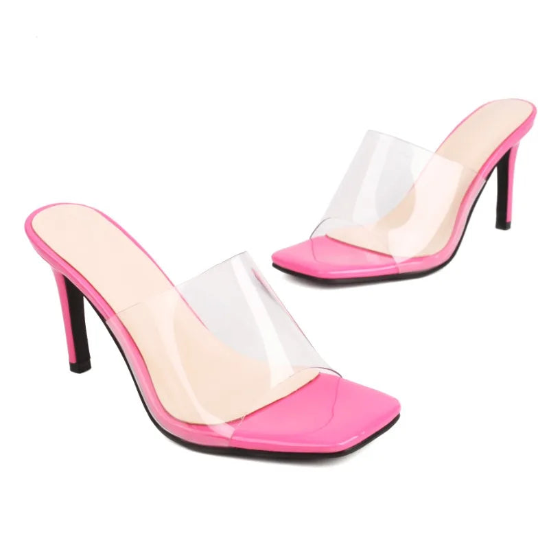 NASBAVI Designer Sandals Summer Sexy Fashion Transparent Sandals Women Slip on Open Toe High Heels Slippers Pumps Shoes Size 43