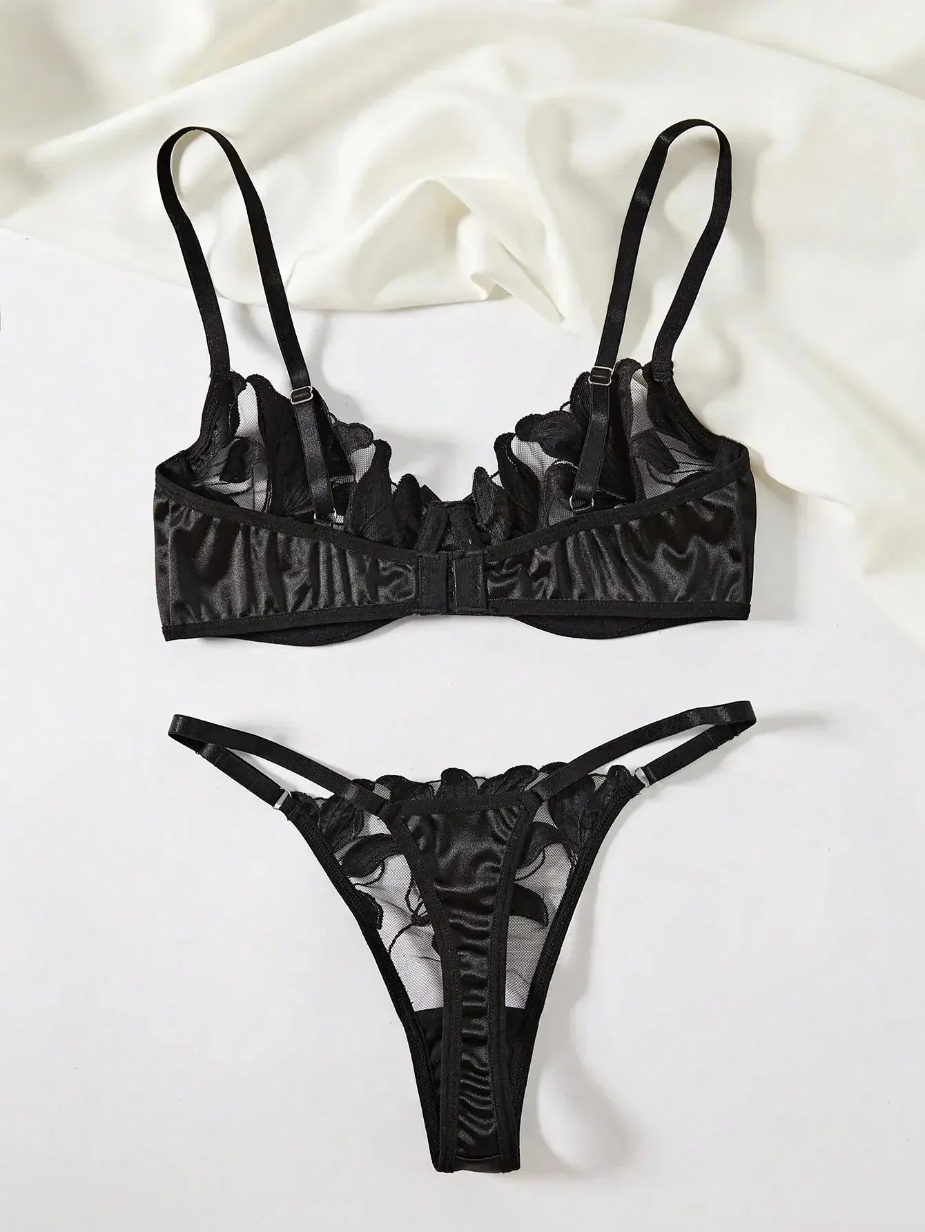 Fairy Lingerie Floral Valentine Charming Brief Panty Underwear Sexy Nighty Underwear Women See Through Bra Brief Set