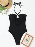 2026 Halter Swimsuit One Piece Solid Hollow Swimwear Women Sexy Bathers Bathing Swimming Swim Suit Female Beachwear