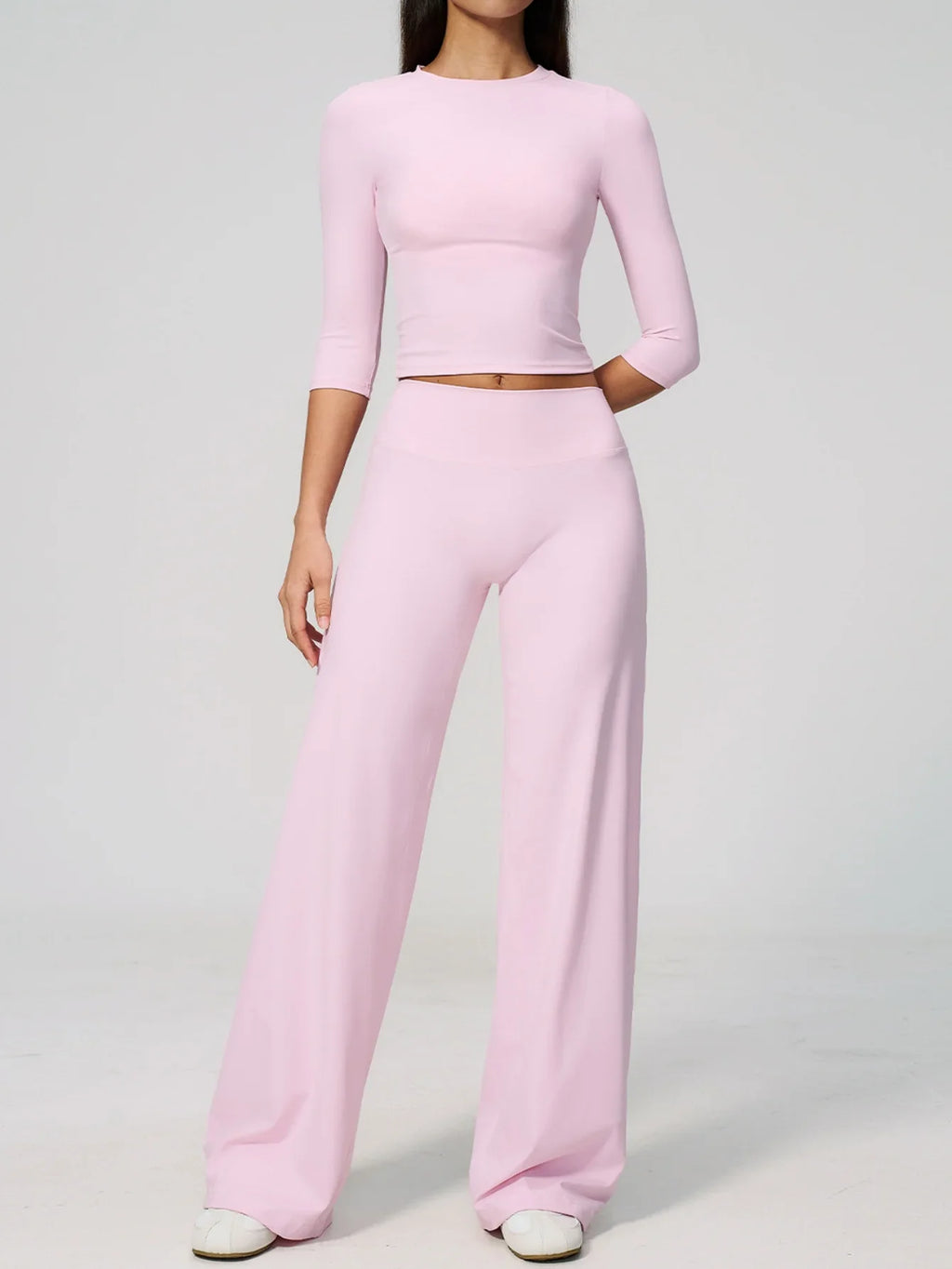 Women Tracksuit Yoga Sets Half Sleeve O Neck Slim Sports T Shirts Fitness Suit Outdoor High Waist Flare Pants Workout Clothes