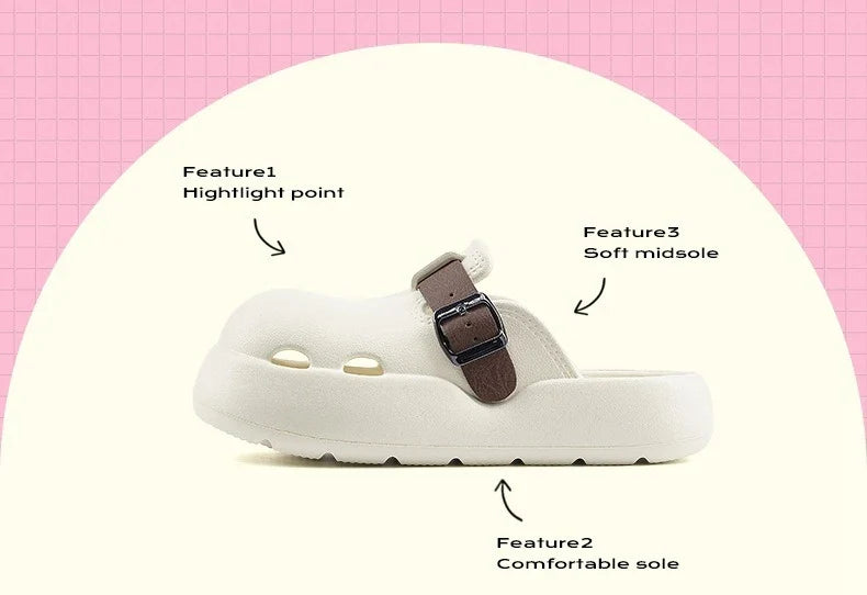 2026 Women Summer Platform Slippers Close Toe Female Leisure House Shoes Soft EVA Female Indoor Street Mulers Slip-on Sandals
