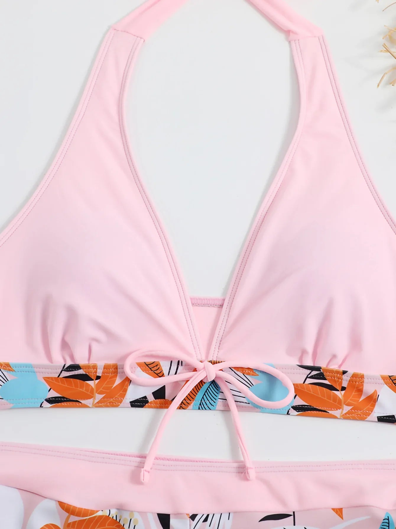 2026 Summer Women's Print Patchwork Swimsuit Sexy Deep V Neck Back Lace-up Swimwear High Waist Shorts Tankini Bathing Suit Beach