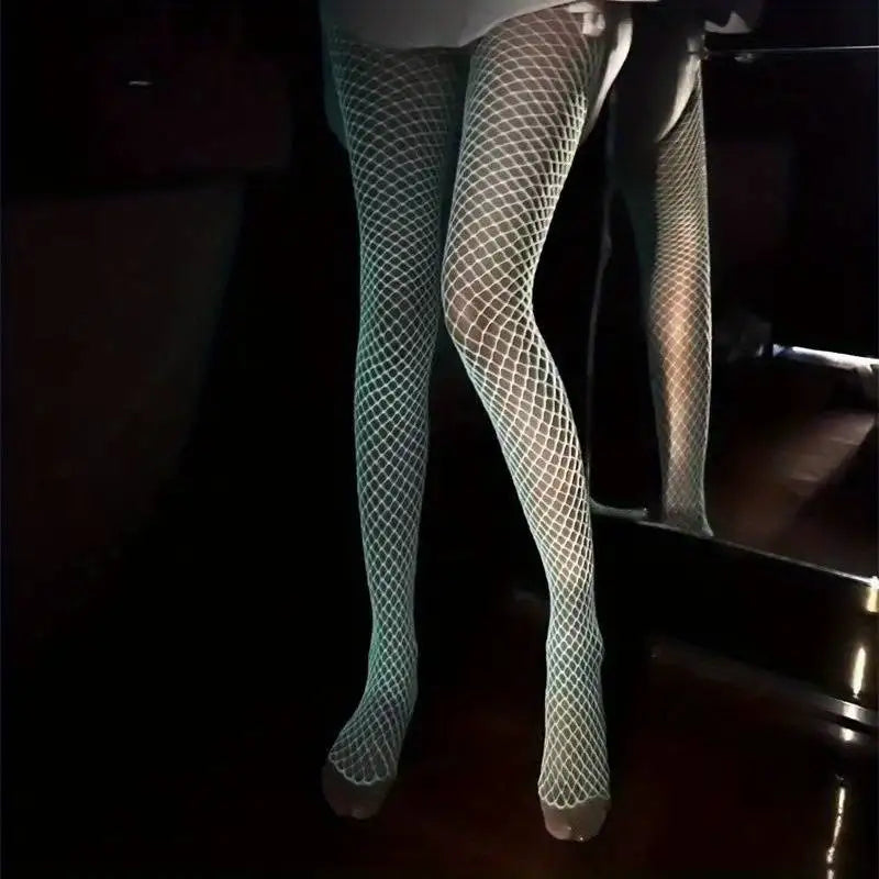 Stockings Women Lingerie Tights Party Sexy Fluorescent Socks High Stretch  Cosplay Long Socks Summer Ultra Thin Fishnet Sock