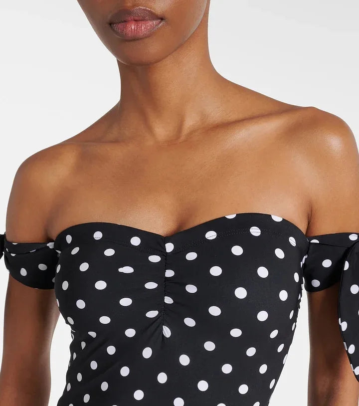 Women's Polka-Dot One Piece Swimsuit with Skirt 2025 Sexy Monkini Trendy Swimwear for Summer Beach Lovers Bathing Suit