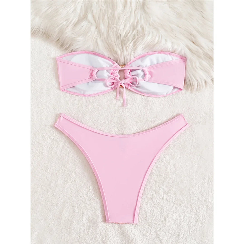 Sequins Shiny Bling Bandeau Bikini Female Swimsuit Women Swimwear Two-pieces Bikini set Brazilian Bather Bathing Suit Swim K7311
