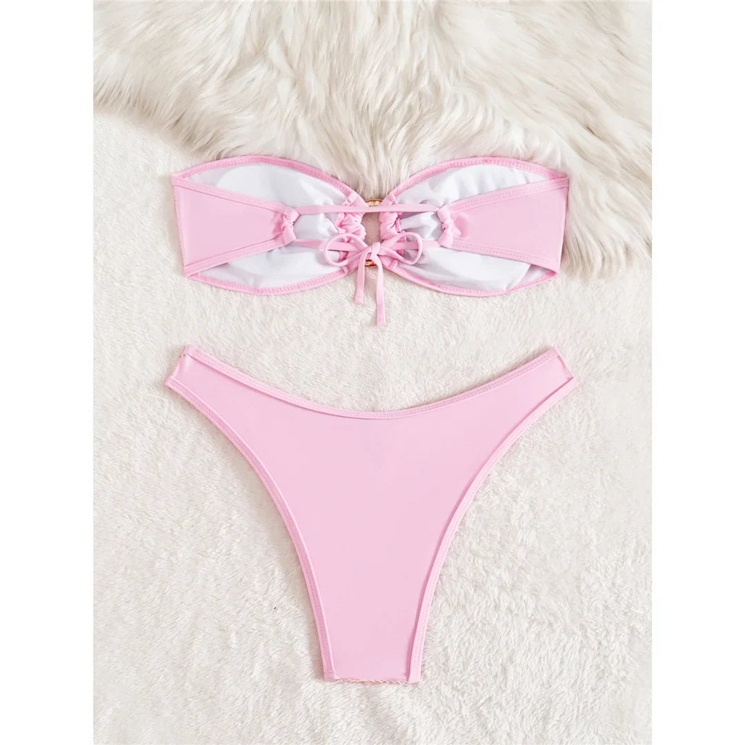 Sequins Shiny Bling Bandeau Bikini Female Swimsuit Women Swimwear Two-pieces Bikini set Brazilian Bather Bathing Suit Swim K7311