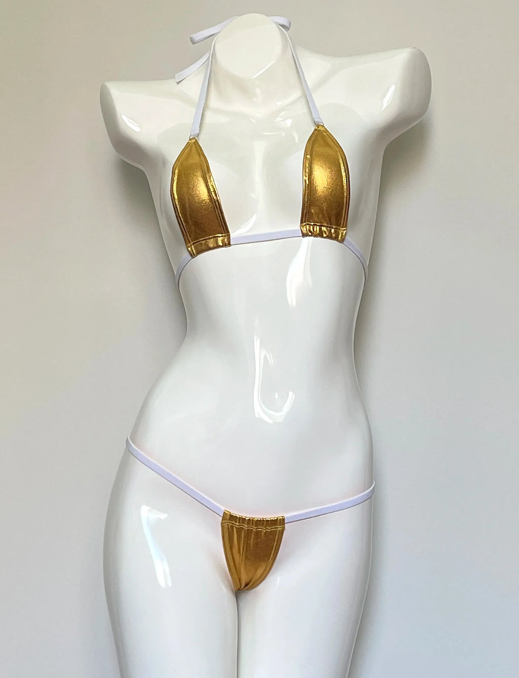 DEKA Mini Micro Bikini Set Summer Women Thong Swimsuit Biquini Patent Leather Swimwear Bronzing Halter String Nightclub