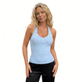 Women's Summer Halter Neck Tops Button Front Decor Sleeveless Tank Backless Slim Fit Summer Vest