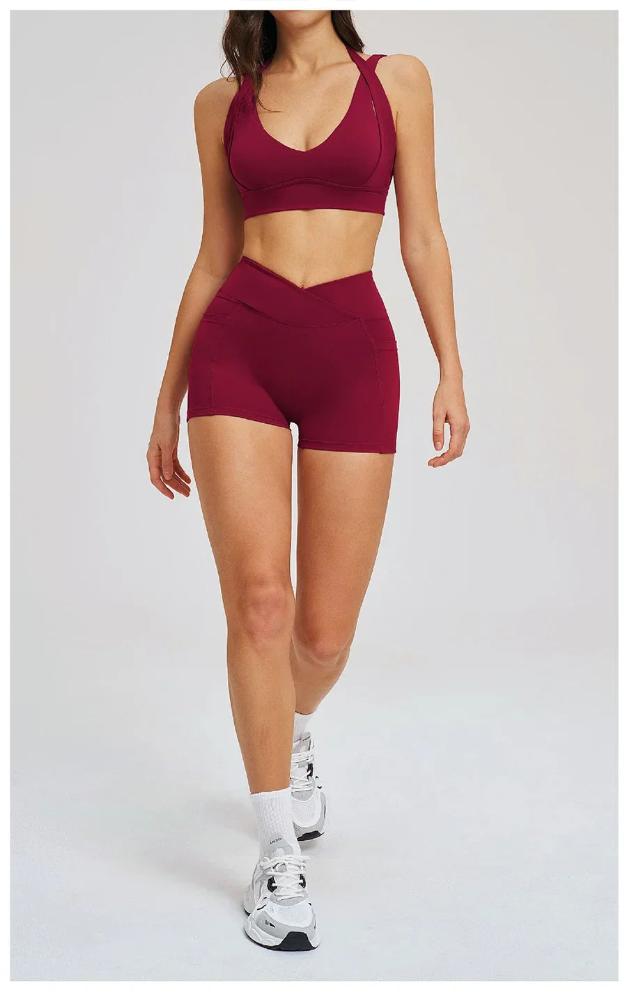 Women' Sports High Waist Shorts Set Fitness Cycling Elastic Sports Pants Yoga Bra Set Gym Sportswear Workout Set Athletic