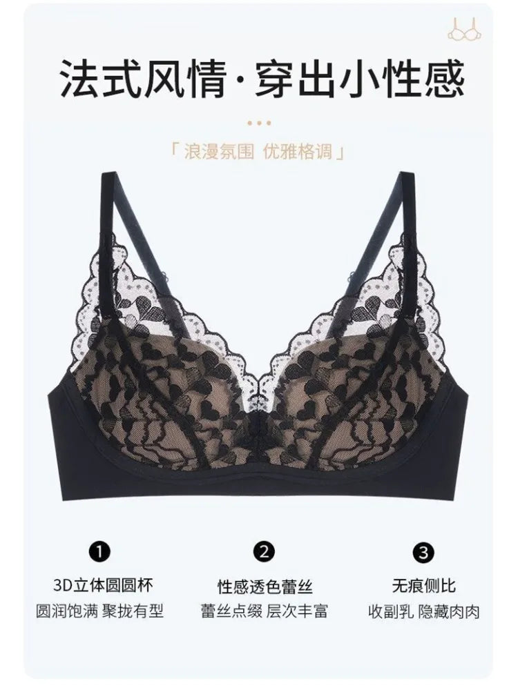 Japanese Sexy Lace Bralette Wireless Bra for Small Chest, Push Up, Side Coverage, Fights Sagging, New Trendy MOYISU Sexy Tushy B