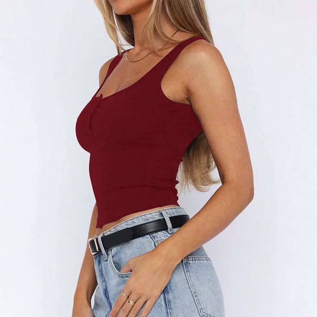 Phantasy Y2K Women's Tank Top Fashion Tees Basic Strapless U Neck Camisole Sexy Button Up Tanks 2026 New Summer Women Clothing