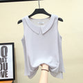MOYISU New Arrival Summer Plus Size Outside Wear Large Size Doll Collar Loose Sleeveless Chiffon Vest Top Woman