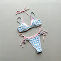 Sexy Polka Dot Plaid Halter Bikini Female Swimsuit Women Swimwear Two-pieces Bikini set Splicing Bather Bathing Suit Swim V8027