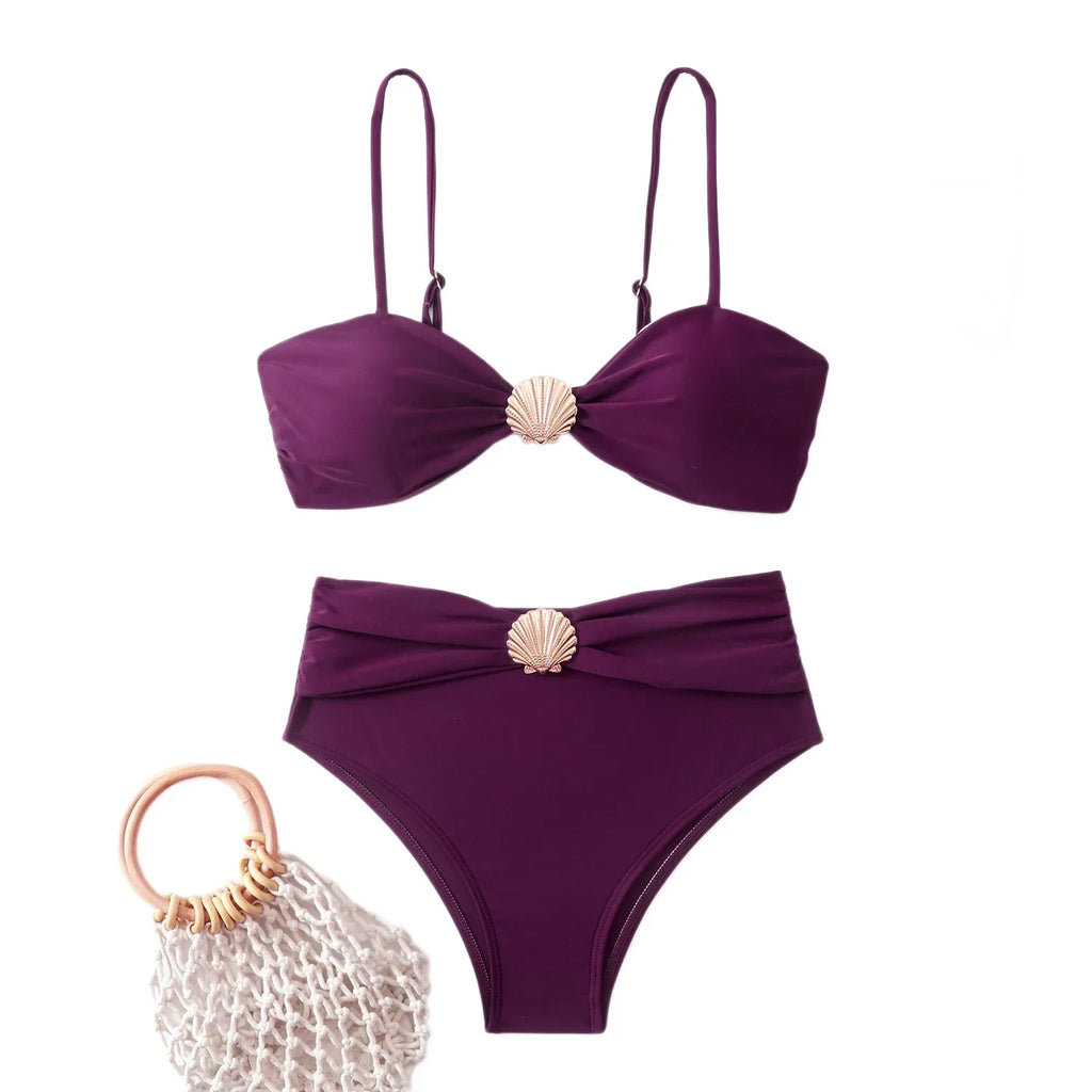 High Waist Bikini Women's Swimsuit Two-piece Bathing Suits Bandeau Woman Swimwear Trend Bikinis Sets Brazilian Beach Wear