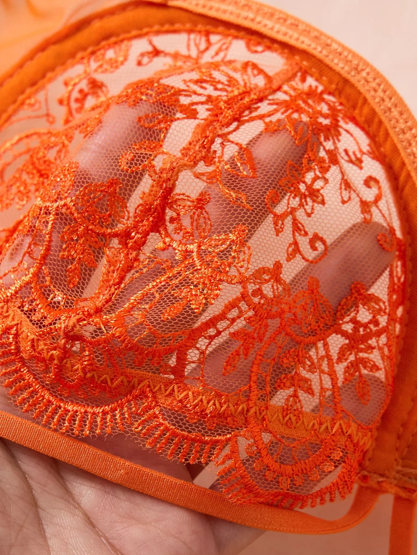 Sexy Orange Lace Lingerie Set Women Push Up Bra and Panty Set Butterfly Bow Underwear Female Intimates Sleepwear ZA824057