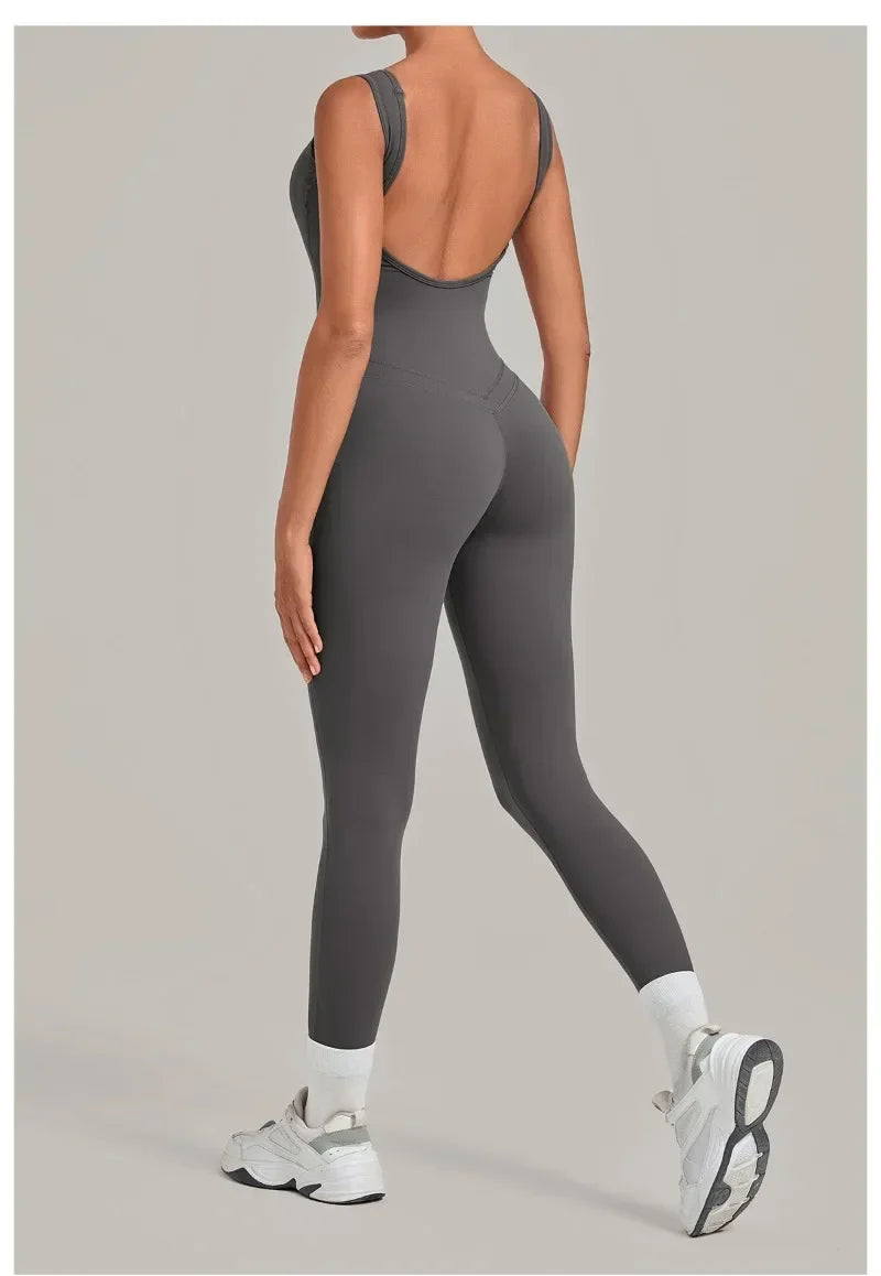 Women's Seamless Yoga Jumpsuits Fitness Sports Hip-lifting Beauty Back Sleeveless One-Piece Training Workout Running Bodysuits