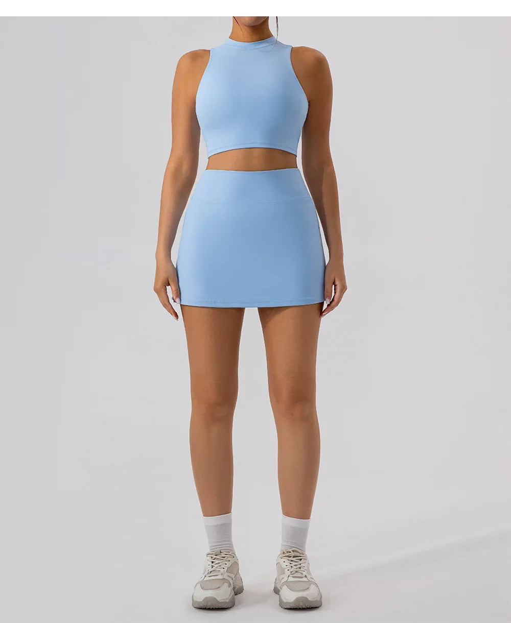 2025 Tennis Skirts Shorts Women Solid Sports Gym High Waist Yoga Fitness Shorts Slim Fit Breathable Running Fitness Mini Skirt