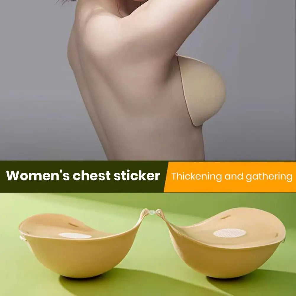 Women Silicone Chest Pad Anti-slip Invisible Thickened Breast Support Sticky Pasties Nipple Covers Strapless Adhesive Bra