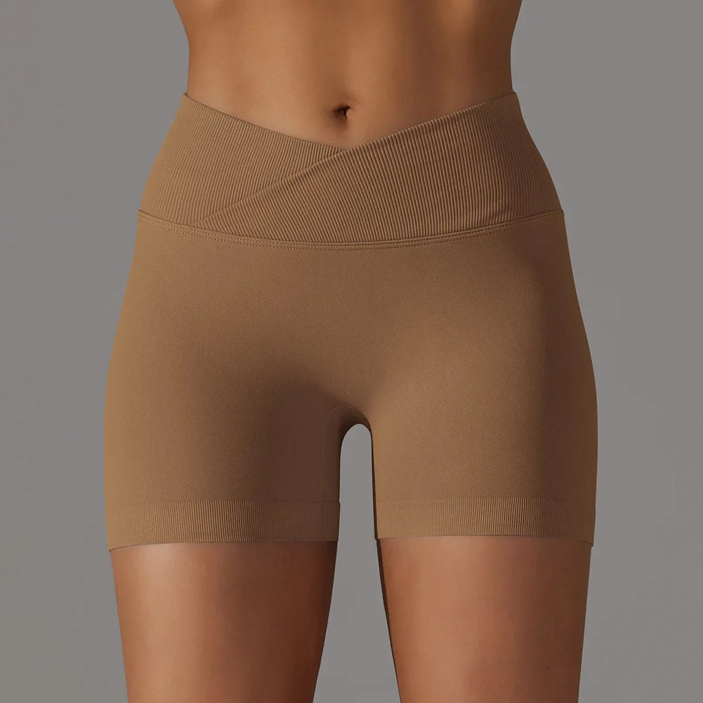 Summer V-waist peach hip lifting tight fitting three part pants, high waist yoga shorts, running speed drying seamless yoga pant