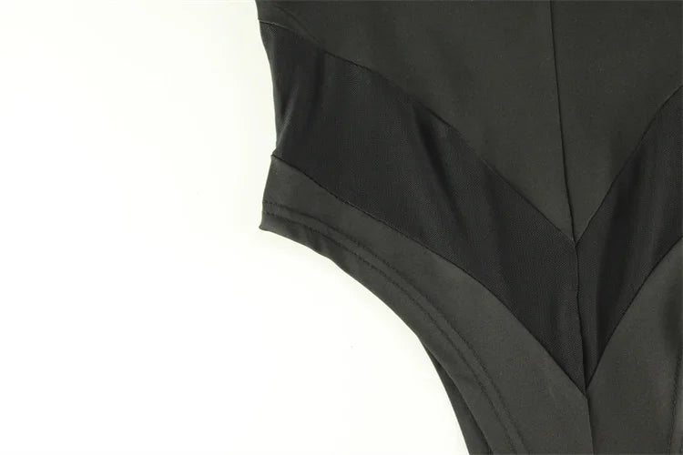 Ahagaga Sexy Mesh Women's Bodysuits See Through Skinny Turtleneck Solid Regular Long Sleeves Slim Fit Streetwear Rompers T Shirt