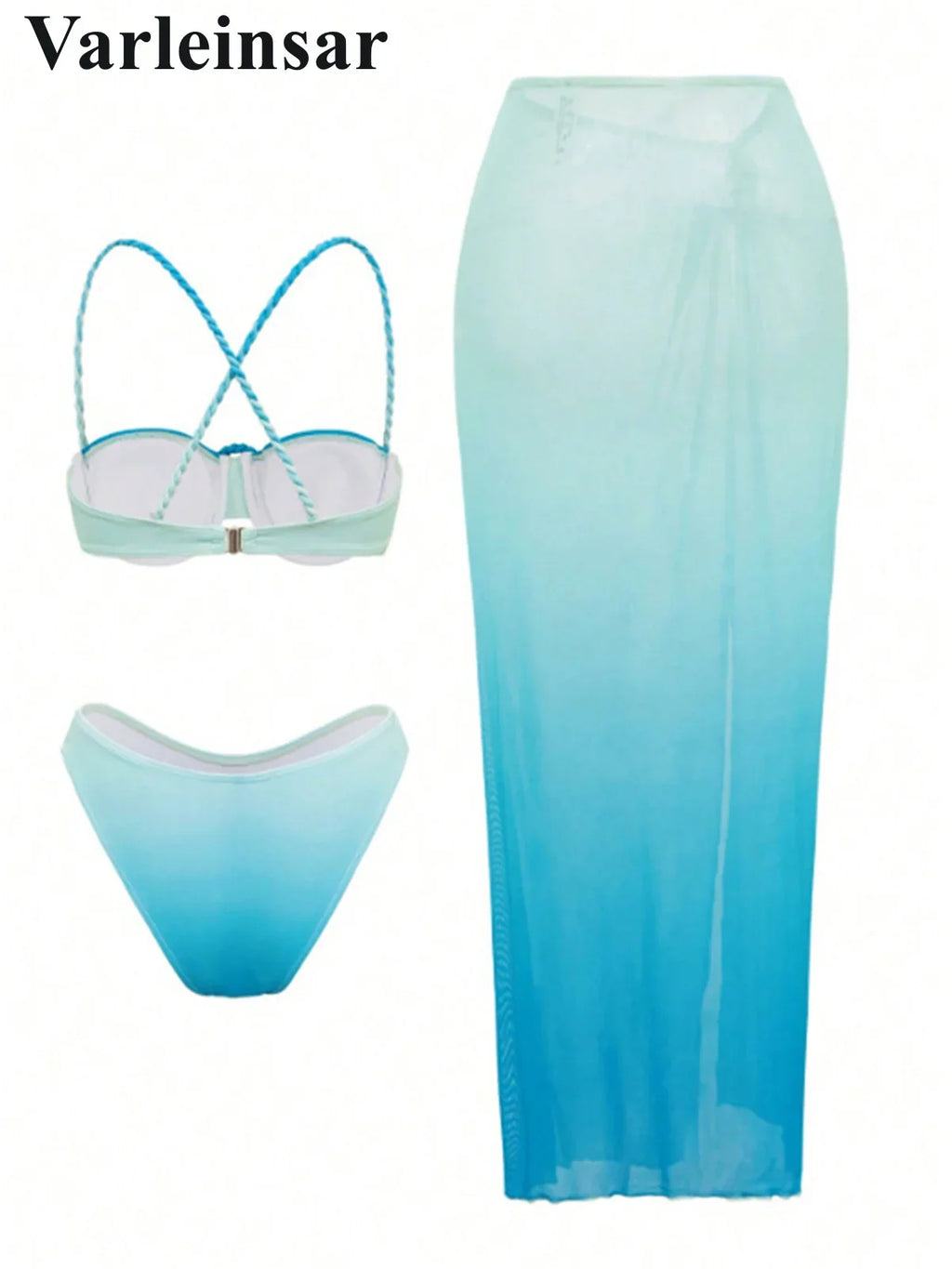 S - XL 3PCS With Skirt Underwired Bikini Women Swimwear Female Swimsuit Three-pieces Bikini set Bather Bathing Suit Swim V7704