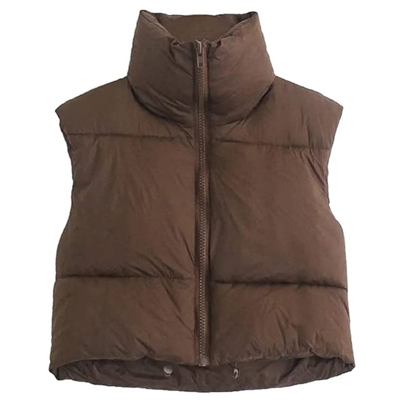 Women Winter Warm Crop Waistcoat Sleeveless Stand Collar Double Sided Lightweight Puffer Vest 2022 Streetwear
