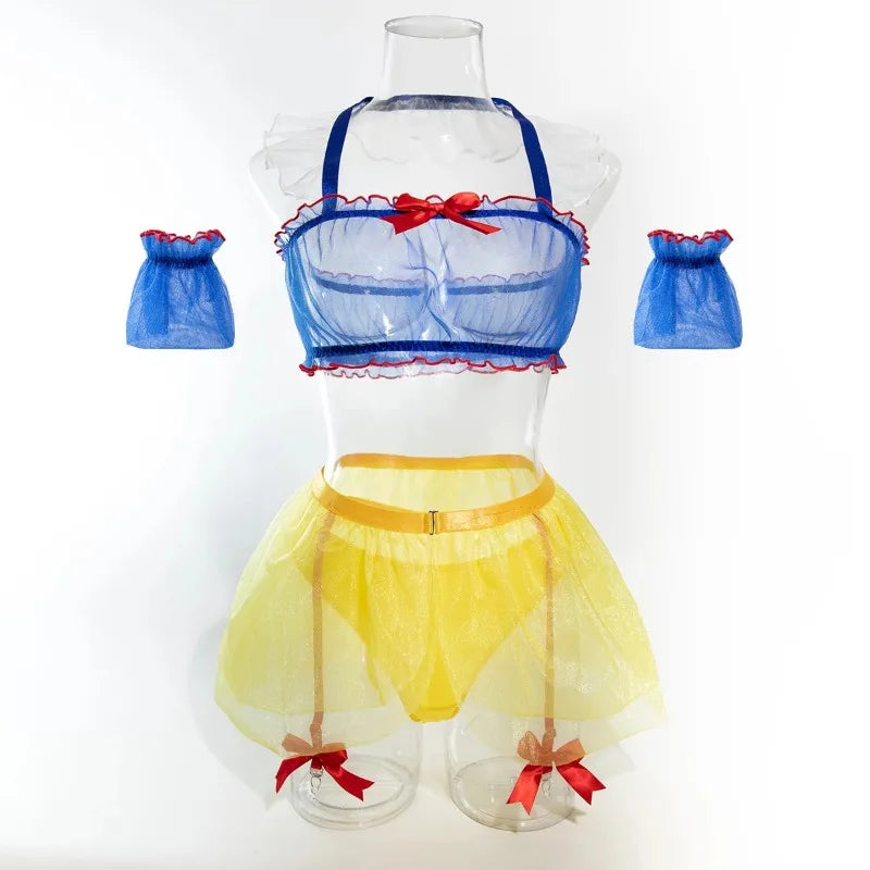 Toucheart Sexy Lingerie Sexy Uniform Maid Outfit Erotic Cosplay Sexy Costume For Women Transparent Mesh Role Play Outfit Garter