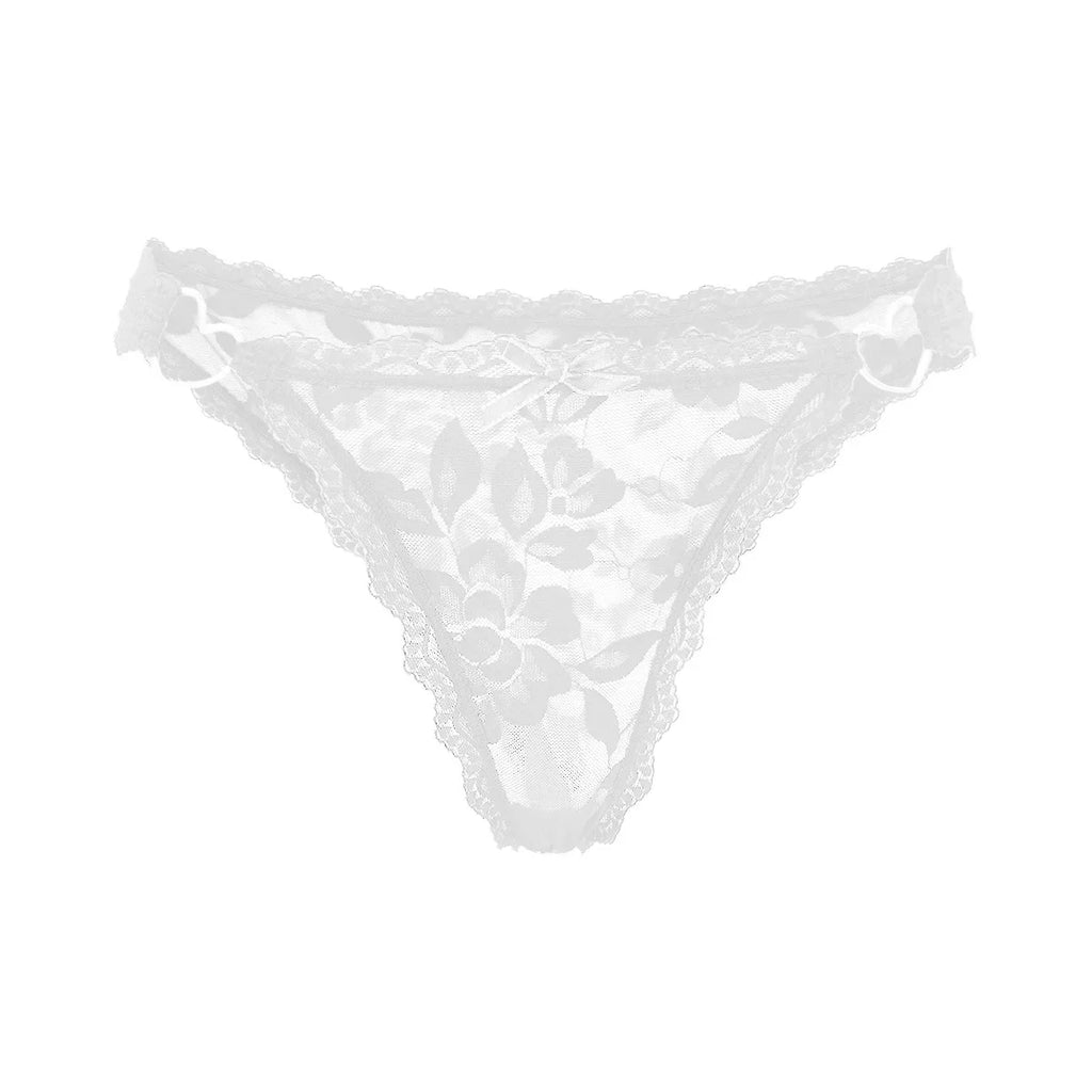 1pc Women's Multi-Color Lace Panty Low-Rise Bowknot Lingerie Hollow Out Semi-Covered Butt Heart Buckle Soft Breathable Underwear