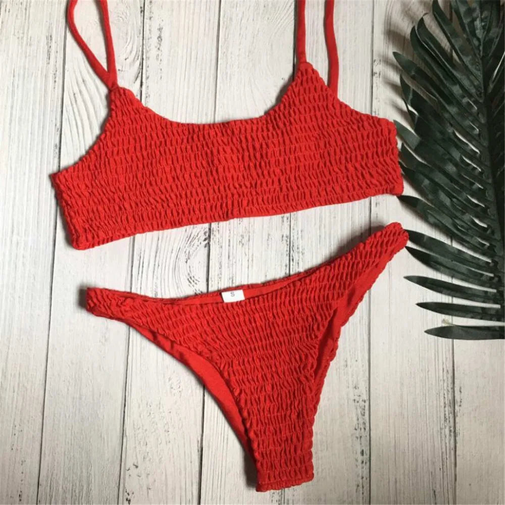 Sexy Wrinkled Butterfly Printed Bikini Female Swimsuit Women Swimwear Two-Pieces Bikini Set Bather Bathing Suit Swim Lady V713