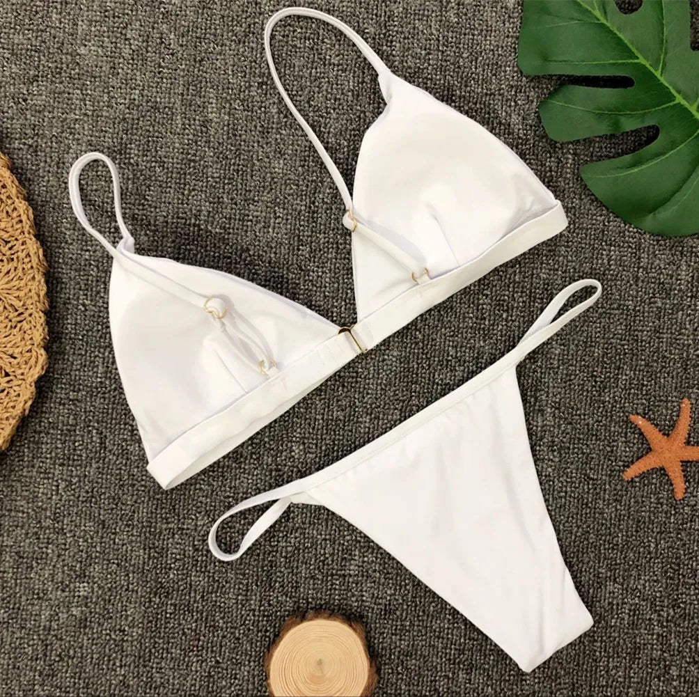 DEKA Women Sexy Solid Mini Micro Bikini Set Push-up padded Bra Thong Split Swimwear Female Bandage Bathing Suit Lacing Swimsuit