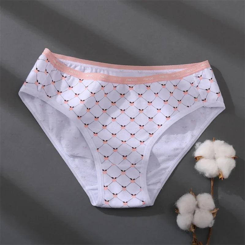 3Pcs/set Women Printing Floral Panties Low-Rise Cotton Briefs Female Comfortable Underwear Female Soft Panties Lingerie M-2XL